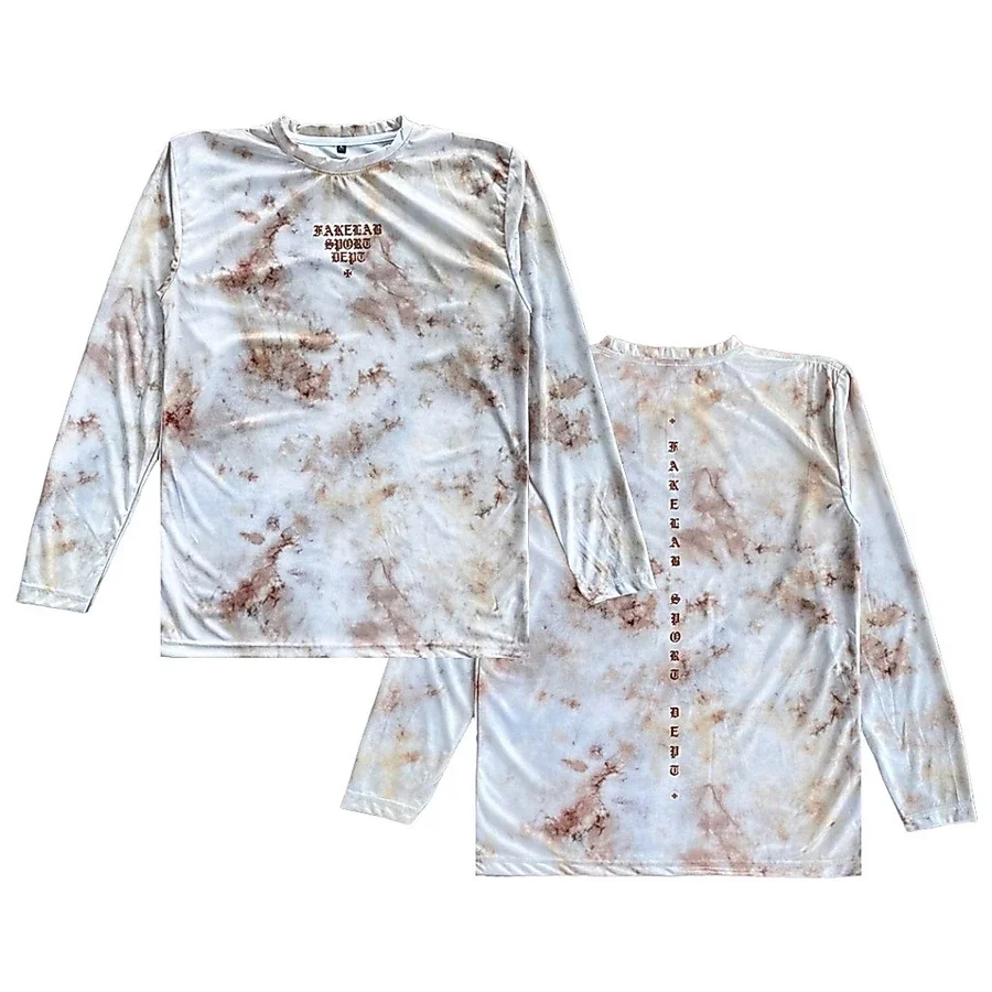 ust Unisex Jersey Long Sleeve Tie Dye Cream Brown Running 100gsm